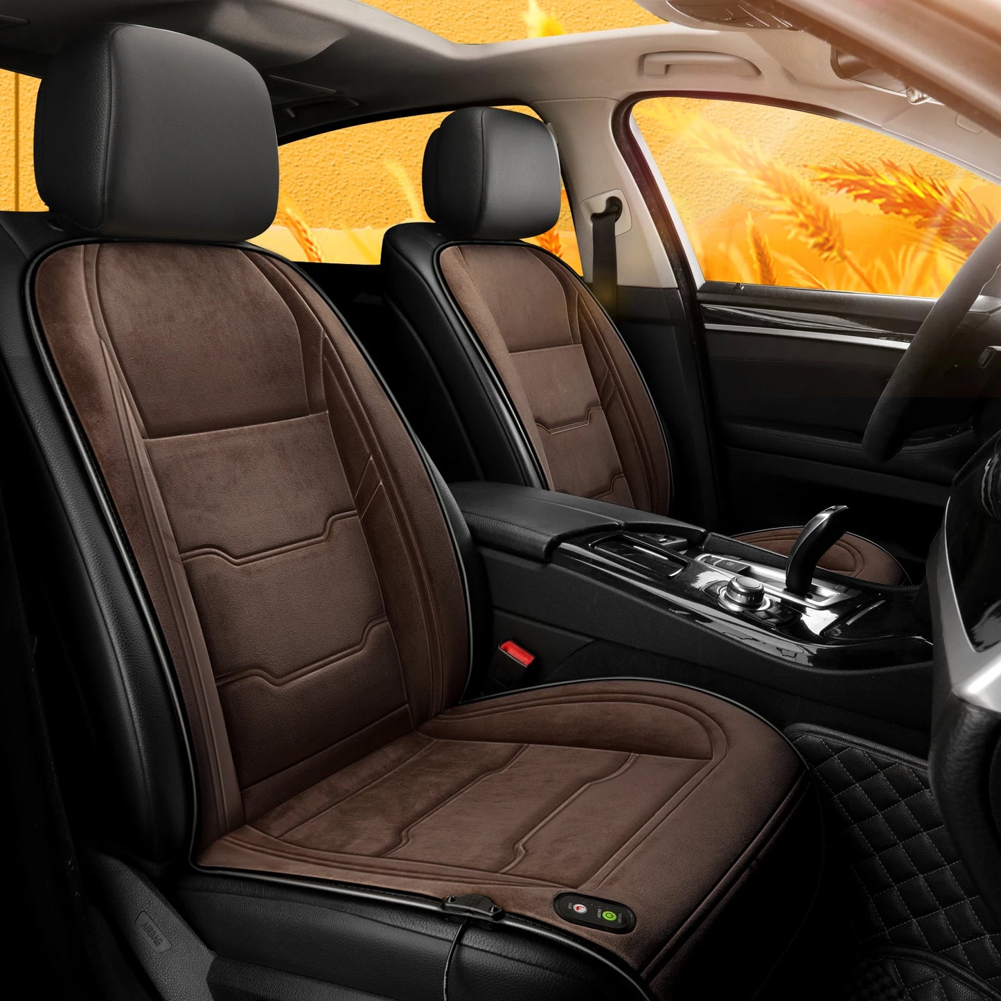 Coussin de siège chauffant universel pour voiture, 1 pièce, 12V/24V, coussin chaud d'hiver en velours pour un seul siège