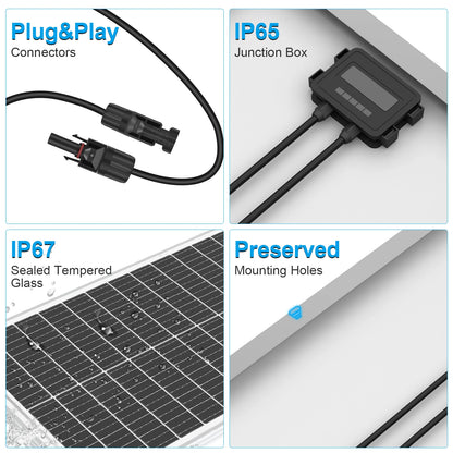 WERCHTAY 100W 12V 12BB panneau solaire monocristallin panneau solaire haute efficacité Module solaire Charge batterie pour remorque RV
