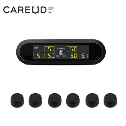 CAREUD T650 Bus solaire RV camion TPMS système de surveillance de la pression des pneus sans fil avec 6 capteurs internes externes Max 199 PSI