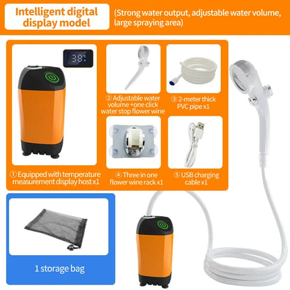 Pompe de douche électrique Portable et Rechargeable, alimentée par USB, étanche, pour Camping en plein air, plage, randonnée, bain pour animaux de compagnie, lavage de voiture