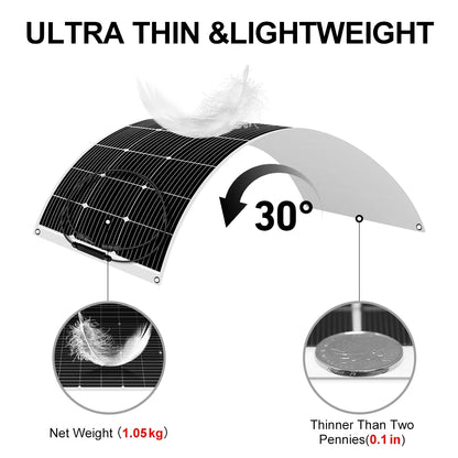 DOKIO 4 pièces 100W panneau solaire 18V panneaux flexibles monocristallins adaptés au camping, installation RV peut charger des piles 12V