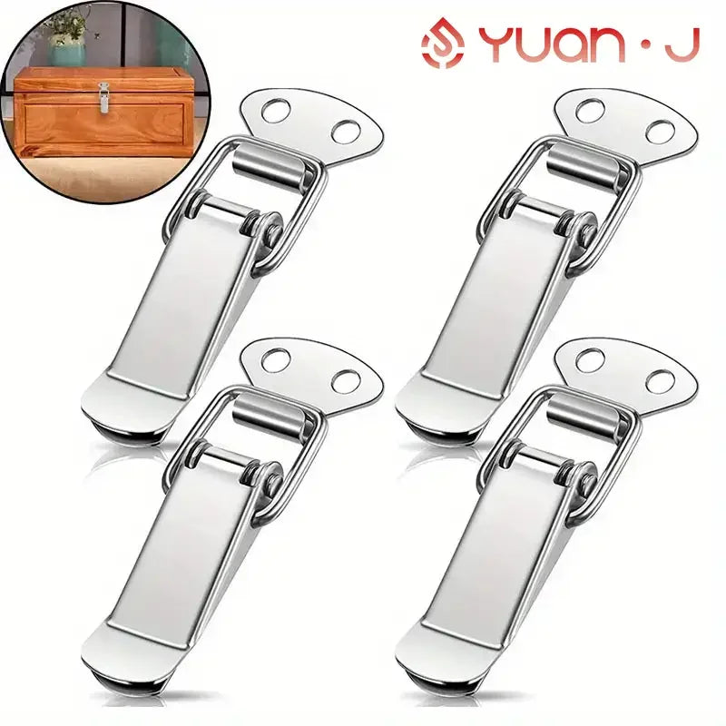 YUANJ 4 pièces loquets de porte 7.2*2.7 cm armoire en acier laminé à froid boîte de capture à ressort poignée pince de verrouillage à bascule moraillon boucle à bec de canard