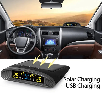 Système de surveillance TPMS de la pression des pneus de voiture SPY, horloge numérique solaire, affichage LCD, système d'alarme de sécurité de la température de la pression des pneus de voiture