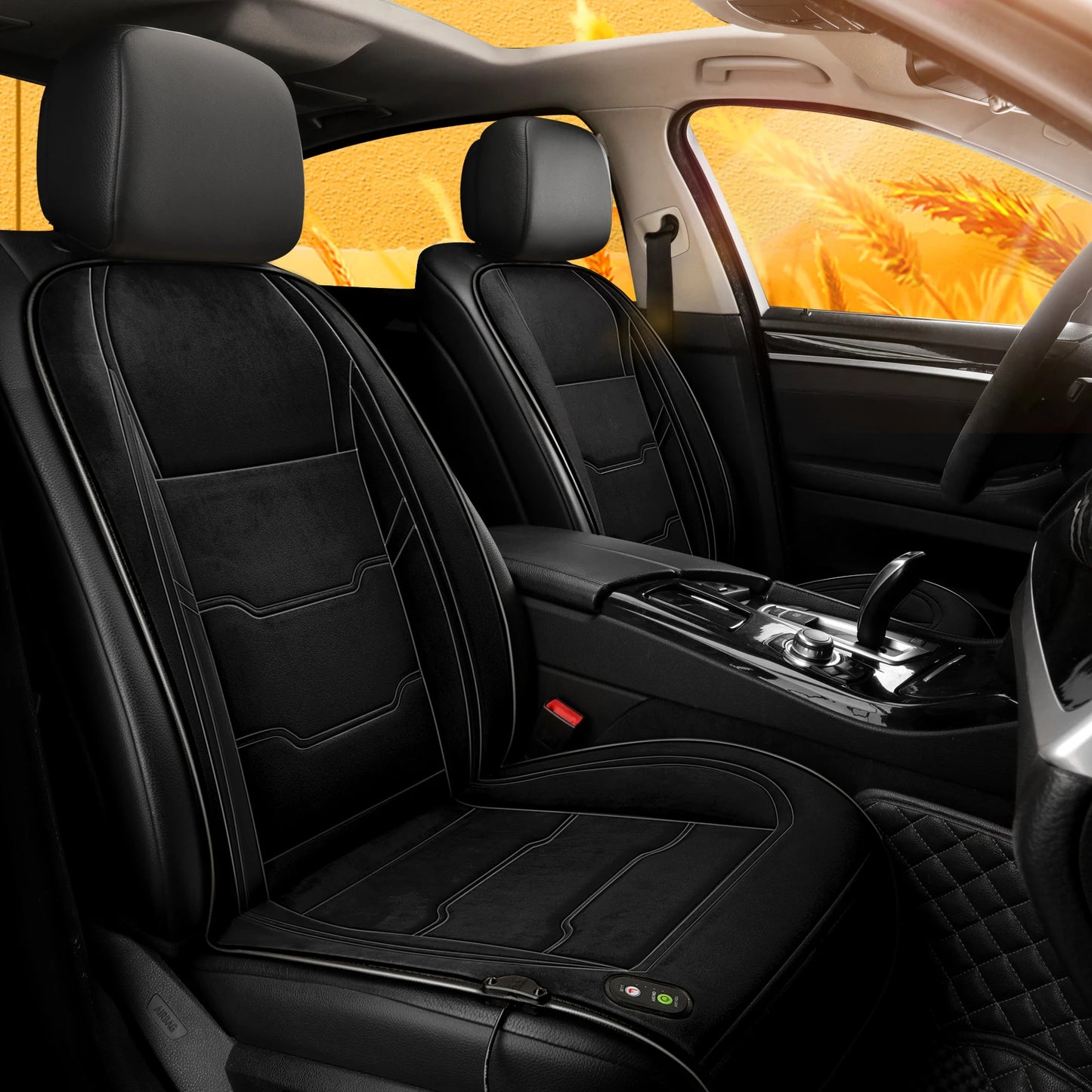 Coussin de siège chauffant universel pour voiture, 1 pièce, 12V/24V, coussin chaud d'hiver en velours pour un seul siège