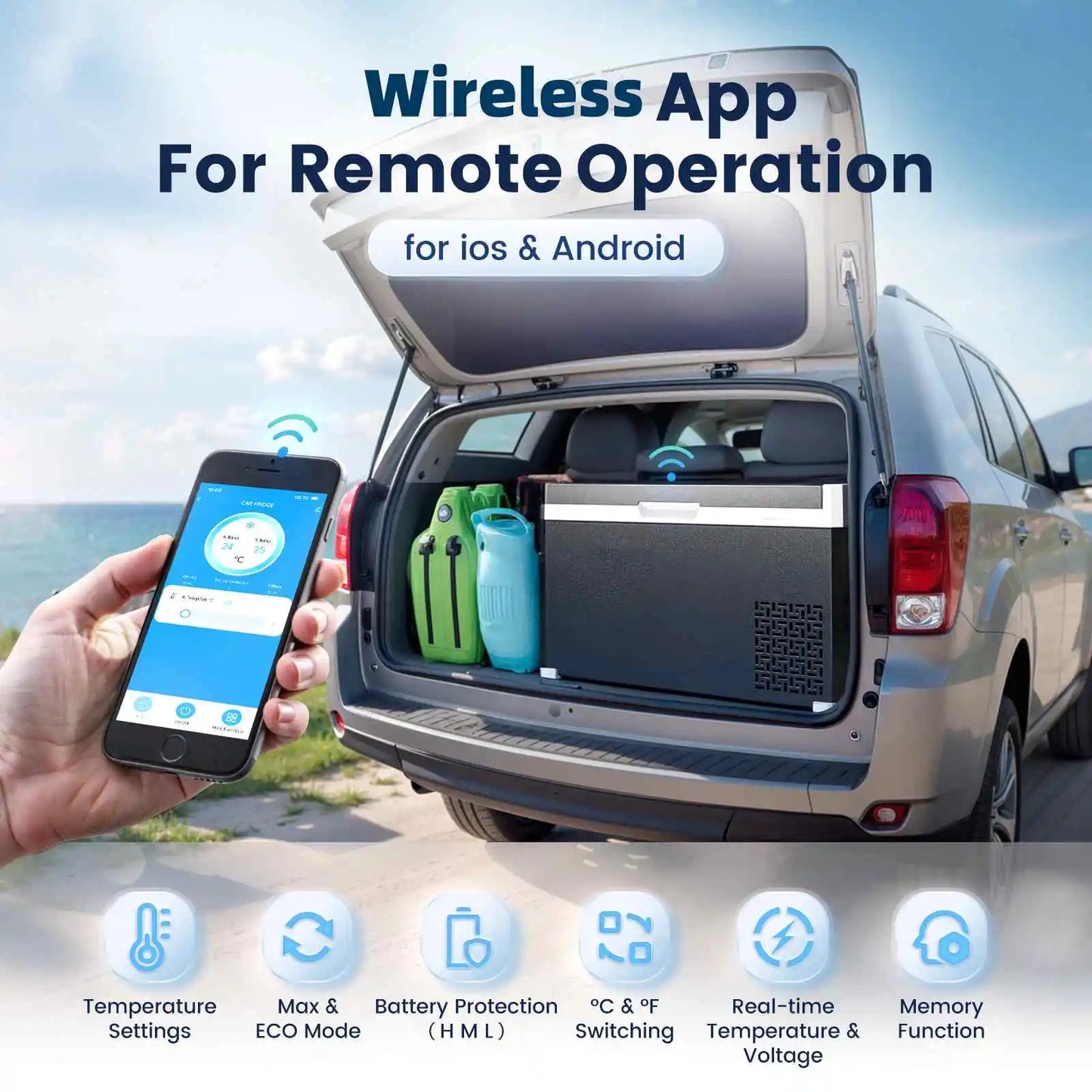 KROAK 30L 40L réfrigérateur de voiture 12V 24V DC congélateur Portable avec adaptateur AC110-240V compresseur de boîte fraîche double Zone pour le Camping