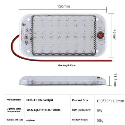 Barres LED pour plafond de voiture, éclairage de toit universel 12v-85v 1 pièce, adapté à l'intérieur de camping-car et à la lampe de lecture
