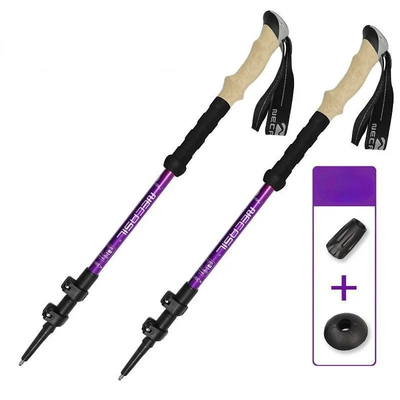 2 pièces bâtons de randonnée bâtons de marche Alpenstock télescopique ultraléger Premium réglable avec canne de randonnée à verrouillage rapide