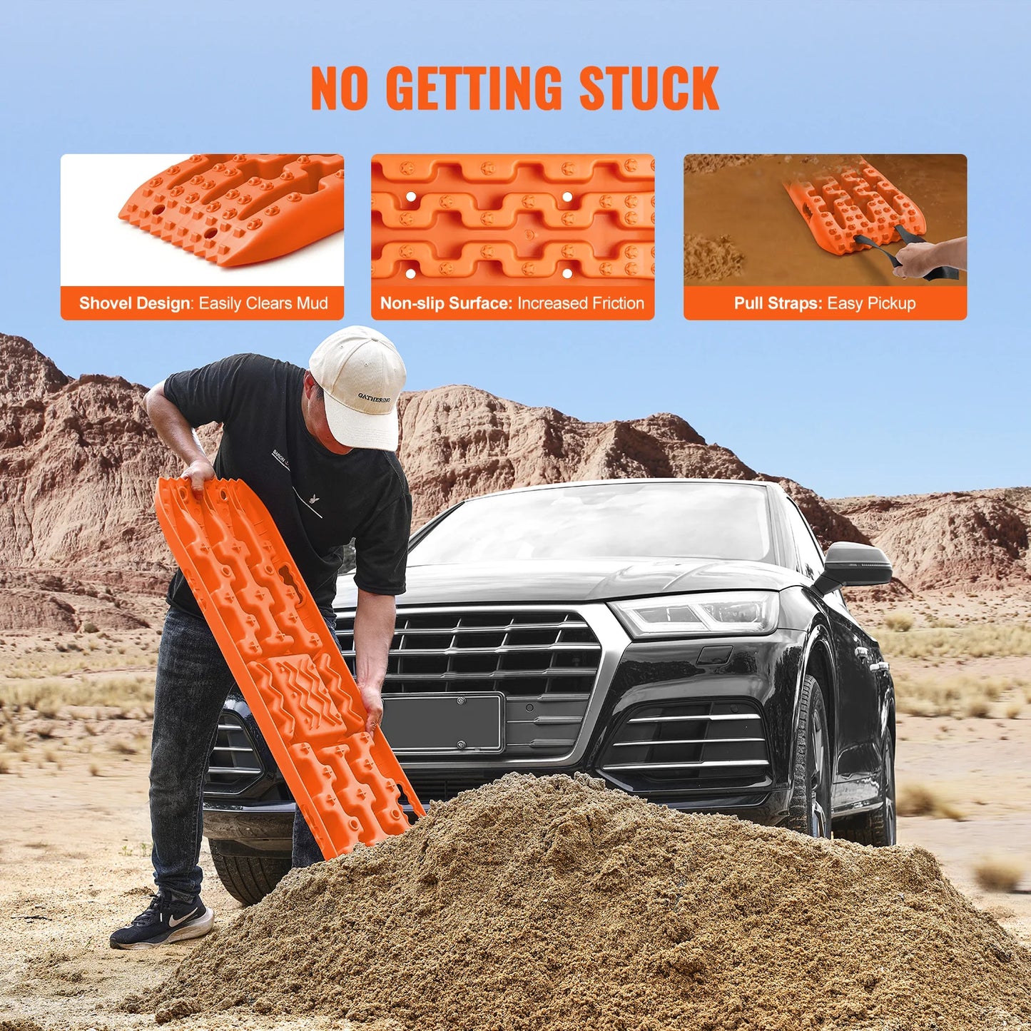 SucceBuy – planches de Traction 10 tonnes avec planches de récupération PP pour véhicules tout-terrain/voitures/micros/SUV/RV, paire de tapis de Traction pour pneus