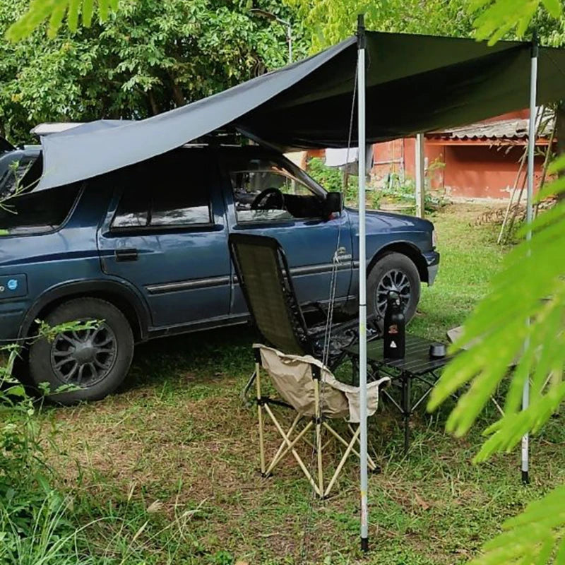 Auvent latéral de voiture en forme de chauve-souris, bâche de revêtement noir 2x3, imperméable, Camping en plein air, abri arrière de voiture à revêtement noir pour Van SUV