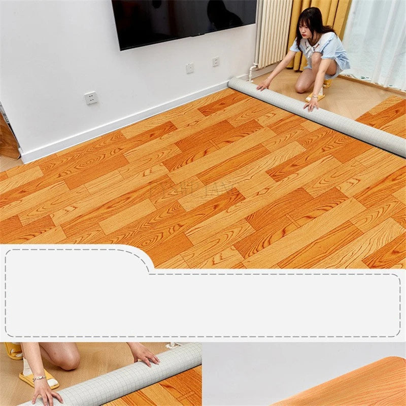 Sol en PVC de 1,5 m x 0,67 m Sol en ciment en cuir directement pavé Sol en plastique domestique épais résistant à l'usure avec tapis de sol auto-adhésif