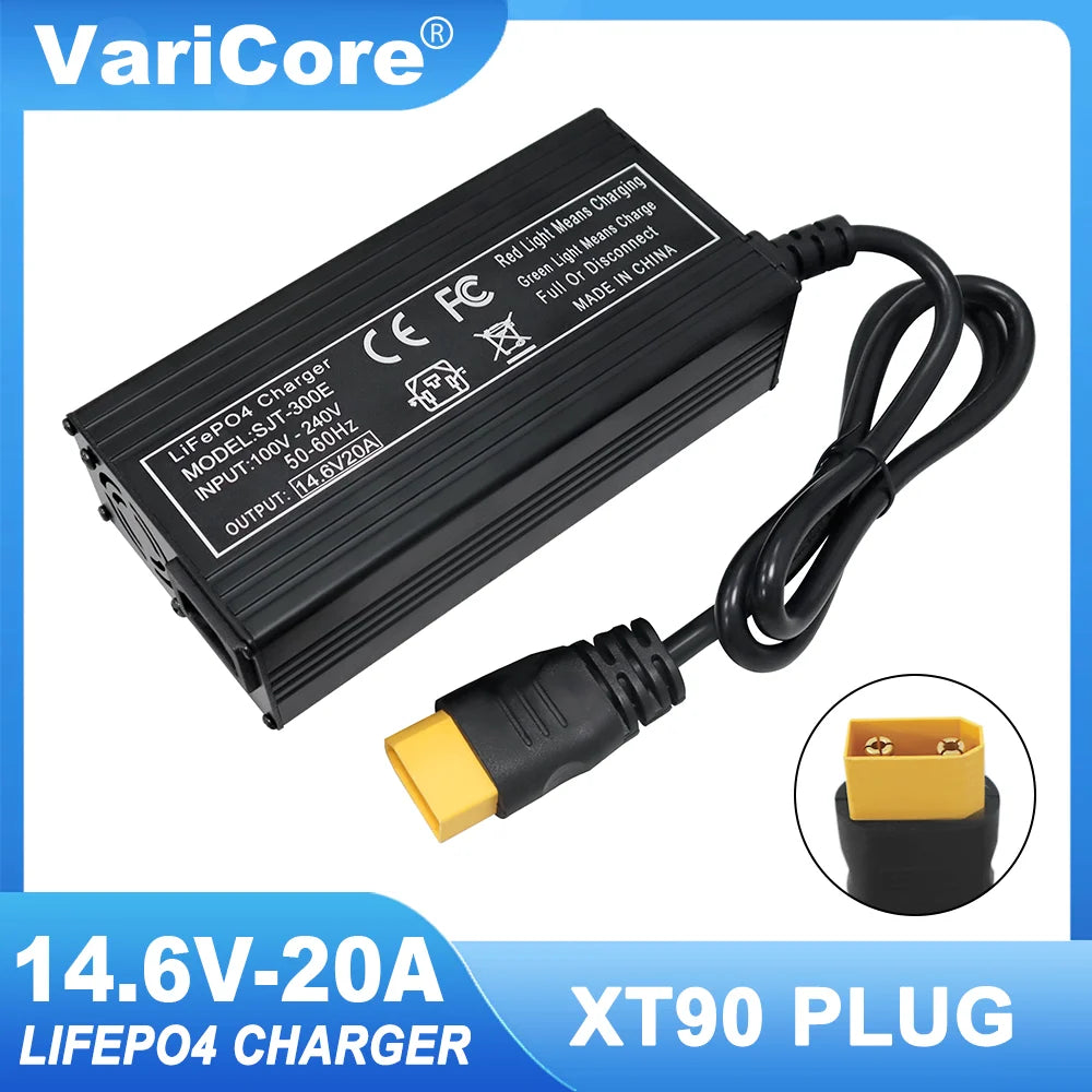 VariCore 14.6V 20A chargeur de batterie intelligent Lifepo4 110-220V 4S 12V chargeur haute puissance pour batterie au Lithium fer Phosphate