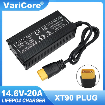 VariCore 14.6V 20A chargeur de batterie intelligent Lifepo4 110-220V 4S 12V chargeur haute puissance pour batterie au Lithium fer Phosphate