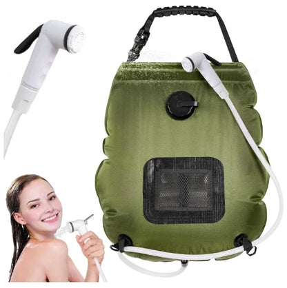 Sac de douche solaire 20L chauffage solaire extérieur Premium Camping sac de douche température de l'eau chaude 45 ° C avec pomme de douche à tuyau amovible