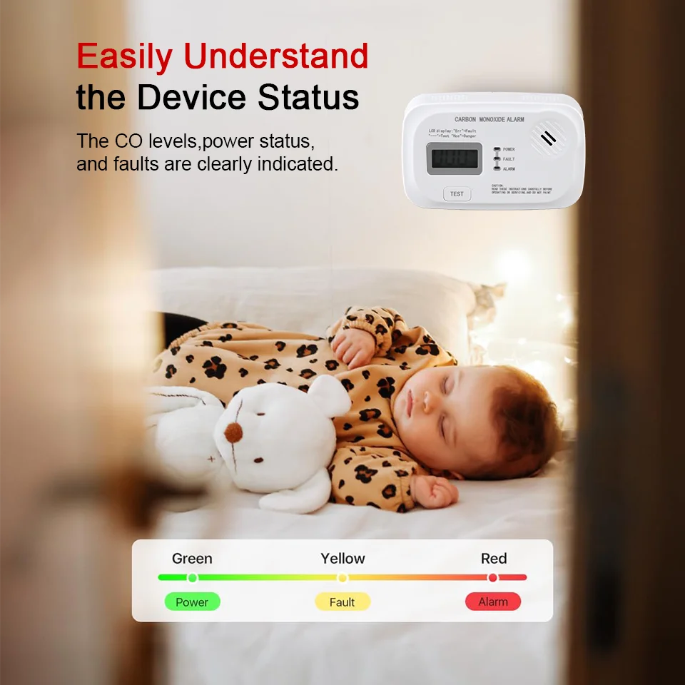 Détecteur de monoxyde de carbone EN50291, capteur de CO Portable, alarme de monoxyde de carbone pour maison, camping-car, voyage, Garage, affichage LCD, piles AA