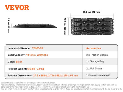 SucceBuy – planches de Traction 10 tonnes avec planches de récupération PP pour véhicules tout-terrain/voitures/micros/SUV/RV, paire de tapis de Traction pour pneus