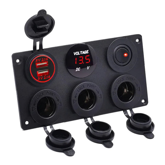 Allume-cigare multi-panneau 12V, prise de courant, prise de chargeur USB 4,2a, voltmètre, panneau de commutation pour camion, camping-car, Marine
