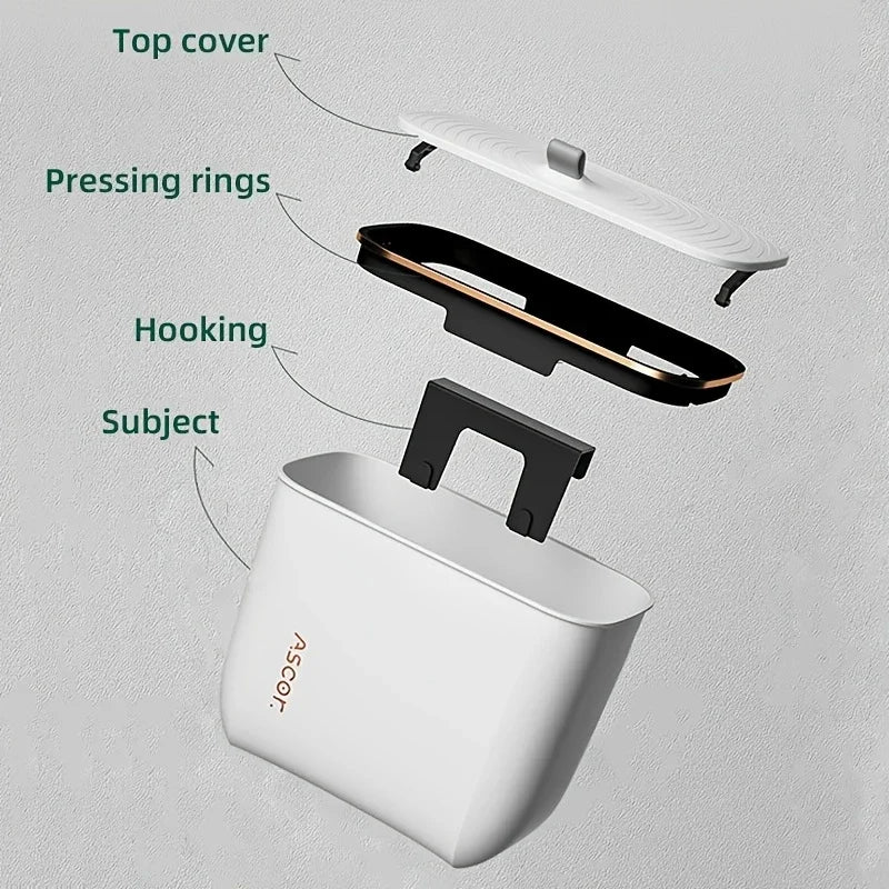 Poubelle suspendue, porte d'armoire de cuisine, poubelle murale, panier poubelle de recyclage avec couvercle, accessoires de salle de bains et de cuisine