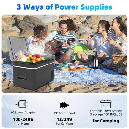 Powland-Réfrigérateur électrique portable pour voiture, 30L, 12V, compresseur, réfrigérateur, congélateur 12, 24V DC, 100-240V AC, refroidisseur pour camping, voyage