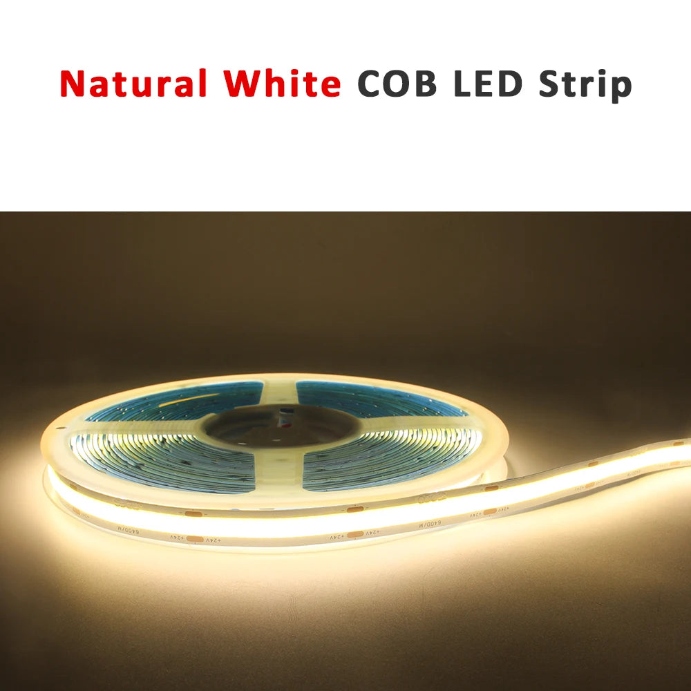 Bande LED COB DC12V 24V, Super brillante, Double rangée, 616/624 LED s/m, Flexible, variable, éclairage à bande RA90, 3000K 4000K 6500K