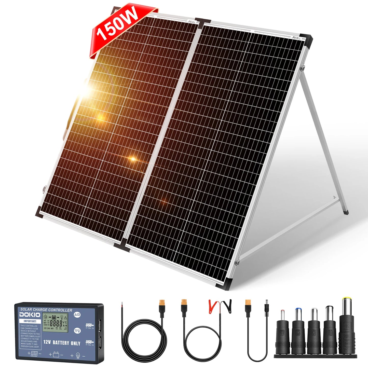 Dokio 100W 160W 200W panneau solaire pliable chine 10A/20A 12V contrôleur panneau solaire pliant cellule/système chargeur panneau solaire