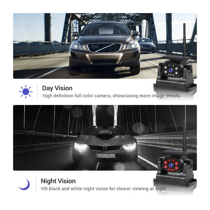 Podofo caméra de recul de voiture WiFi sans fil bande solaire batterie 1080P Vision nocturne infrarouge caméra de sauvegarde magnétique pour universel