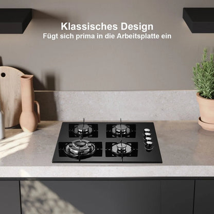 TopStrong 4 brûleurs 60 cm verre céramique cuisinière intégrée gaz naturel propane table de cuisson