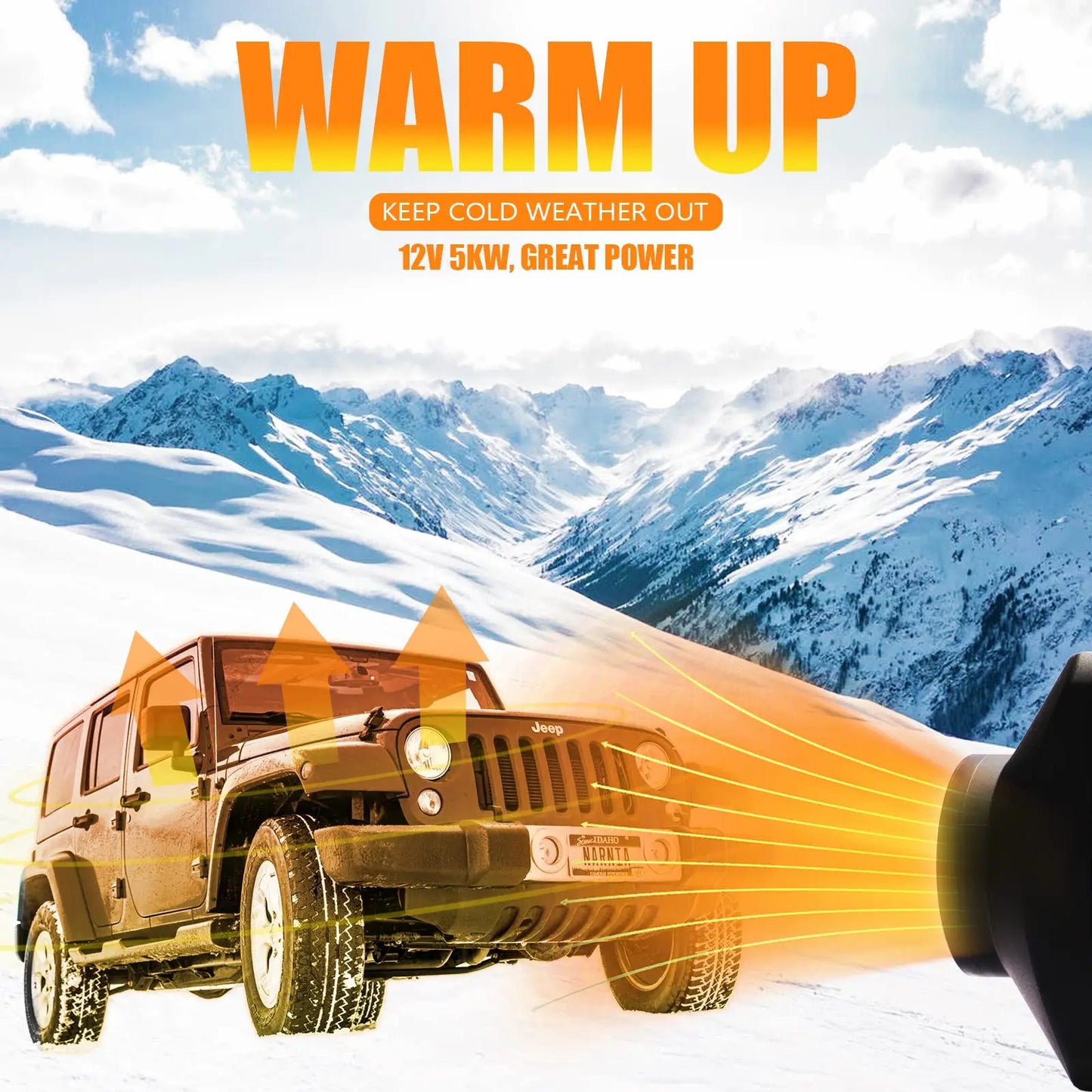 Chauffage à air diesel portable avec moniteur numérique, chauffage de stationnement, économie de carburant et efficace, camions, bateau, camionnette, voiture, 12V, 5KW, 5000W, 24V