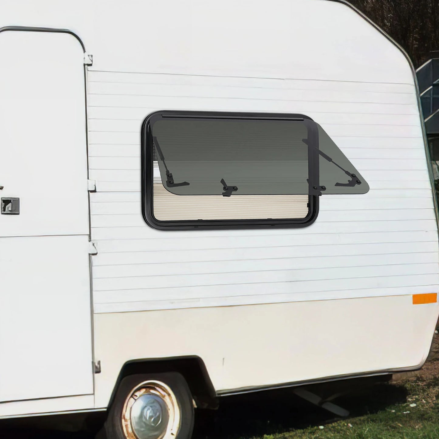Fenêtres de caravane et de camping-car, 800x500mm, coins arrondis, fenêtre push-out en verre trempé pour camping-car, caravanes, camping-cars