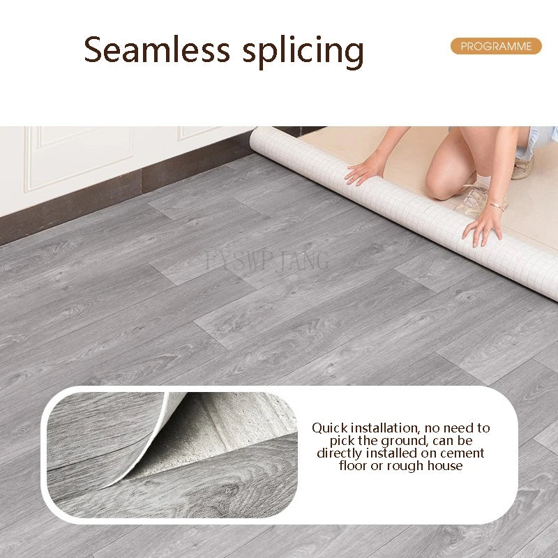 Sol en PVC de 1,5 m x 0,67 m Sol en ciment en cuir directement pavé Sol en plastique domestique épais résistant à l'usure avec tapis de sol auto-adhésif