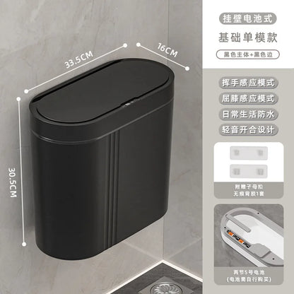 9L capteur intelligent poubelle murale étroite salle de bain toilette poubelle cuisine automatique poubelle étanche poubelle
