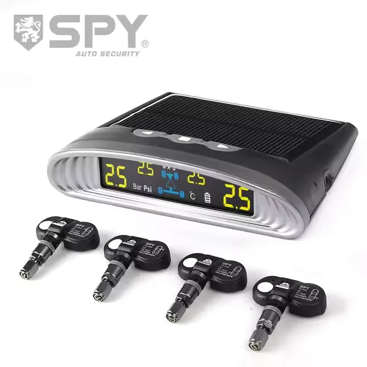 Système de surveillance TPMS de la pression des pneus de voiture SPY, horloge numérique solaire, affichage LCD, système d'alarme de sécurité de la température de la pression des pneus de voiture
