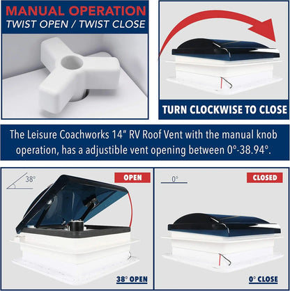 Ventilateur de ventilation pour camping-car avec lumière LED, ventilateur de toit pour camping-car, 3/6 vitesses réversibles, évent de salle de bain 12V/24V pour remorque, camping-car, Van