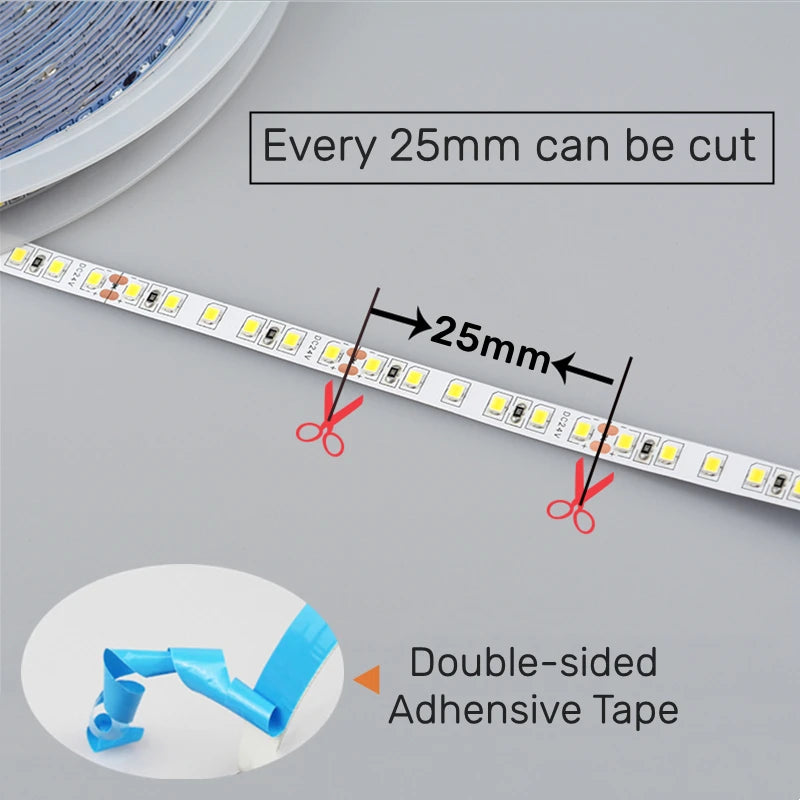 Bande Lumineuse LED Étroite PCB Super Mince, Ruban Flexible, Blanc Chaud/Naturel/Froid, DC12V SMD2835, 120 Diodes/m, 5m/Rouleau, 4mm