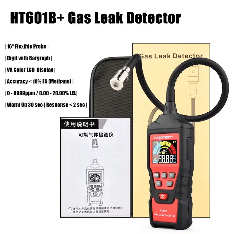 HABOTEST détecteur de fuite de gaz Propane CO Hexane méthane analyseur de compteur PPM de gaz naturel Combustible 9999 PPM 20% LEL