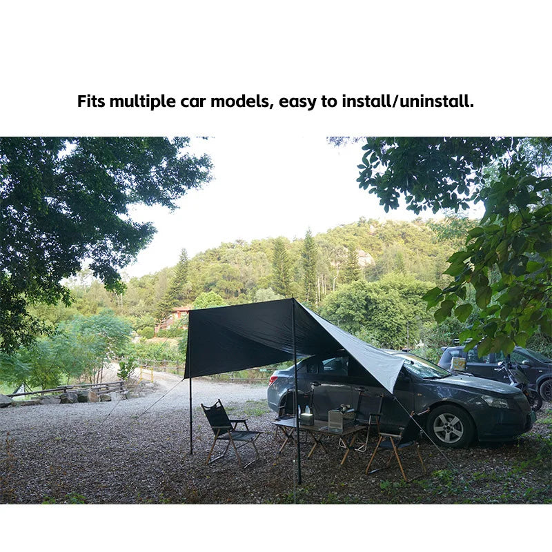 Auvent latéral de voiture en forme de chauve-souris, bâche de revêtement noir 2x3, imperméable, Camping en plein air, abri arrière de voiture à revêtement noir pour Van SUV