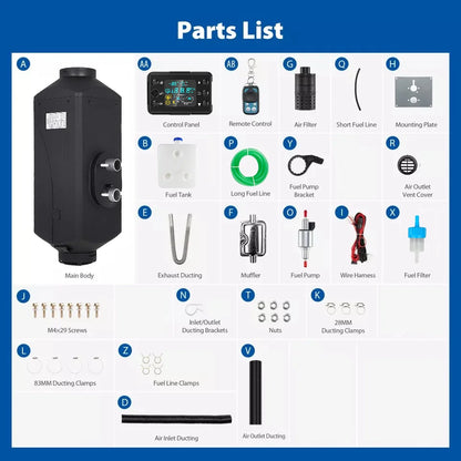 Chauffage à air diesel portable avec moniteur numérique, chauffage de stationnement, économie de carburant et efficace, camions, bateau, camionnette, voiture, 12V, 5KW, 5000W, 24V