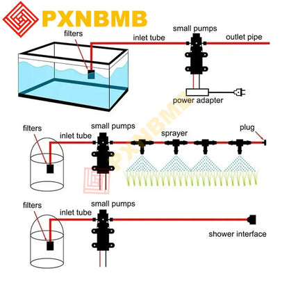 pompe à eau 12v Pompe à membrane haute pression Dc 12V 120PSI 60W 5L/Min, Mini pompe électrique auto-amorçante, Machine à laver à eau, pulvérisation de pesticides