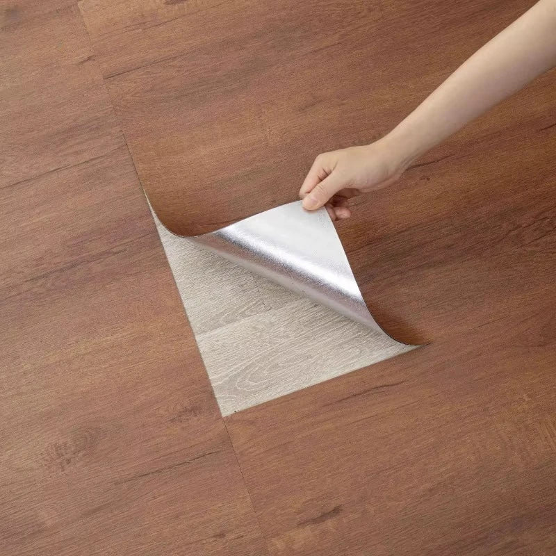 Paquet de 12 carreaux de sol en vinyle auto-adhésifs, revêtement et bâton imperméable, revêtement de sol en PVC aspect bois pour chambre à coucher, salon, décoration de la maison