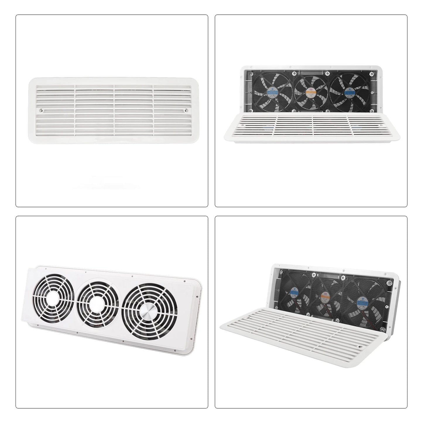 Ventilateur de réfrigérateur RV 12V, trois ventilateurs, ventilateur de ventilation latéral silencieux avec filet de protection pour camping-car, Yacht, bateau, ventilateur de réfrigérateur RV
