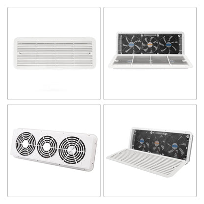 Ventilateur de réfrigérateur RV 12V, trois ventilateurs, ventilateur de ventilation latéral silencieux avec filet de protection pour camping-car, Yacht, bateau, ventilateur de réfrigérateur RV