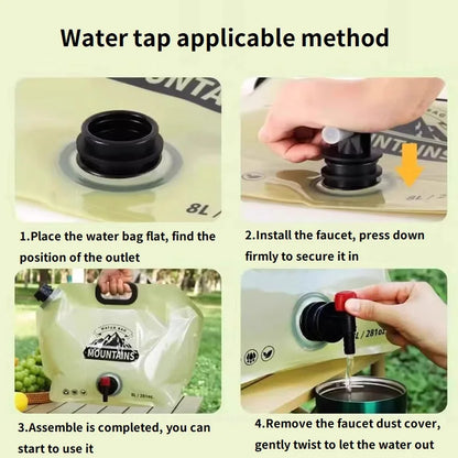 Bidon pliant eau pliable 8L conteneur sac d'eau bouteille pliable seau d'eau pliant YYSD04