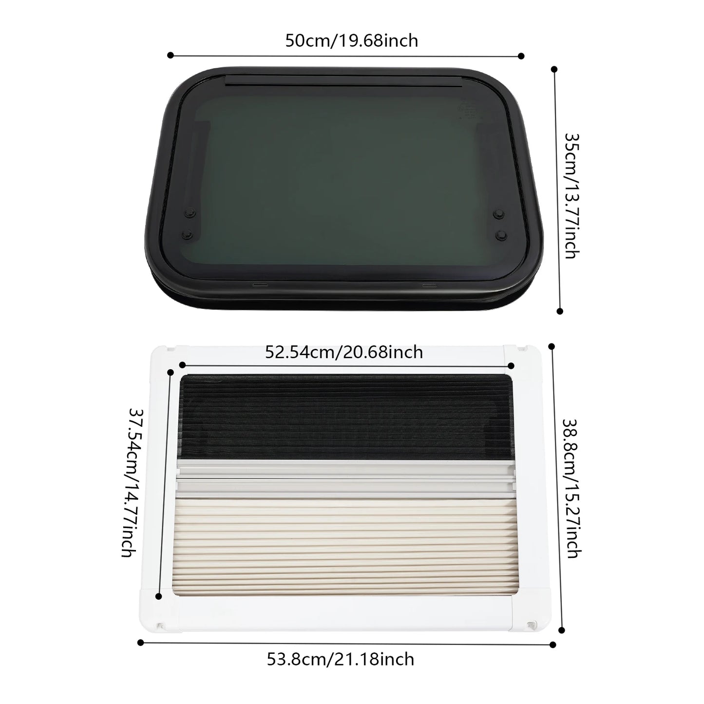 Fenêtre push-out pour camping-car en verre trempé blanc + noir, fenêtres pour caravane et camping-car, caravanes, camping-car, remorques verticales