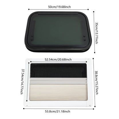 Fenêtre push-out pour camping-car en verre trempé blanc + noir, fenêtres pour caravane et camping-car, caravanes, camping-car, remorques verticales