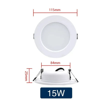 LED Downlight 5W 9W 12W 15W 18W corps blanc rond LED plafonnier DC 12V 24V AC 110V 220V chambre cuisine éclairage LED intérieur