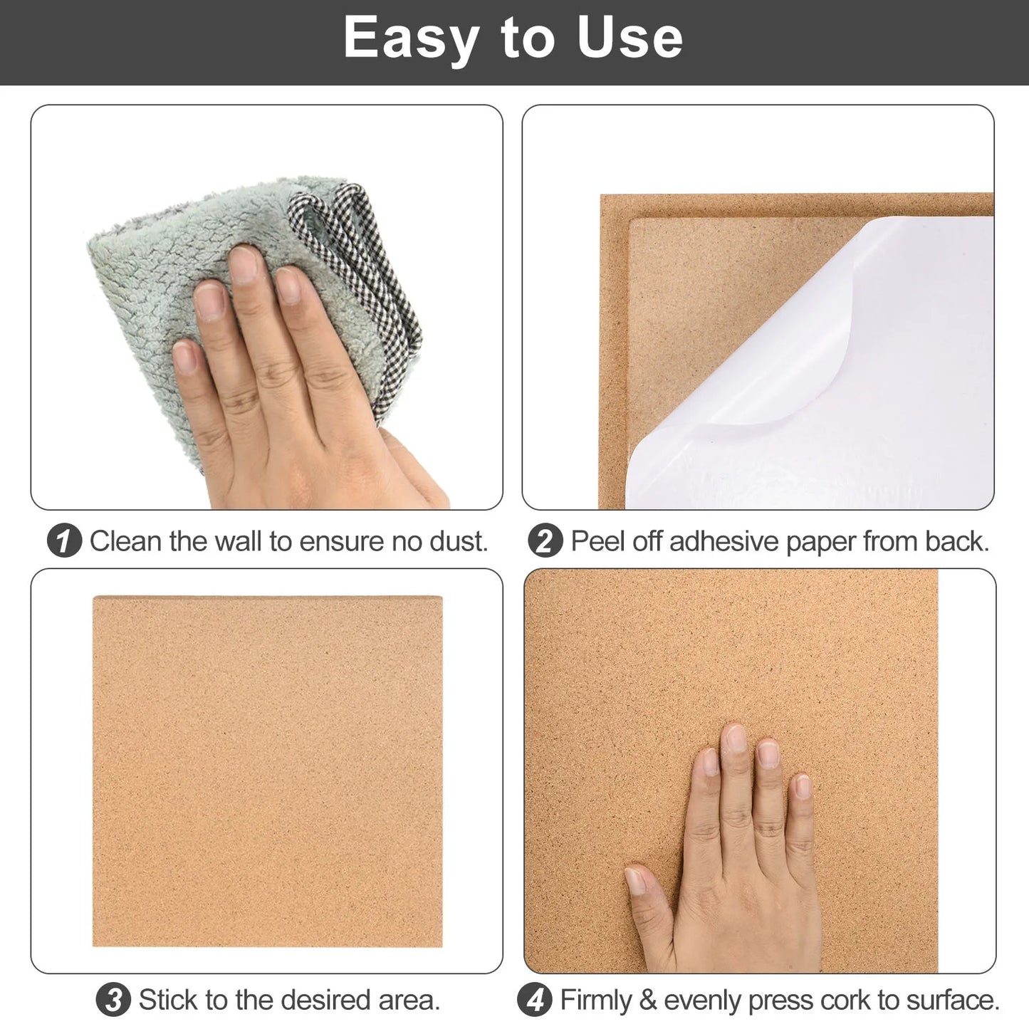 Panneau Carré Auto-Adhésif en Liège, Petit Panneau à Épingles avec Pince à Bois, Carreaux de Liège Mural