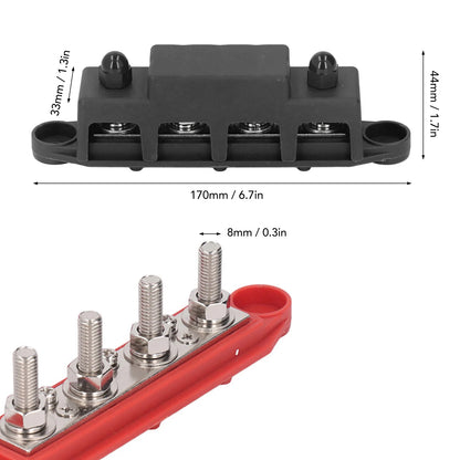Borne de barre omnibus avec couvercle, alimentation de la batterie, nuits de distribution, vis M8 4, automobile, bateau, camion, automobile, automobile, 12V-48V DC, 250A, 2 pièces