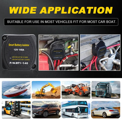 Double isolateur de batterie intelligent 12V 140a, relais de Protection sensible à la tension, Charge divisée VSR pour voiture RV bateau Marine Turck