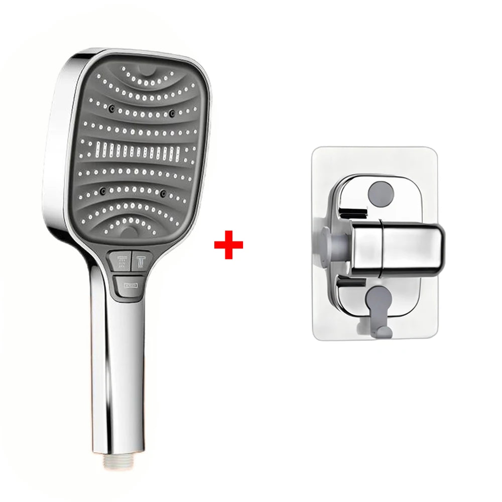 Pommeau de douche Turbo pressurisé, 8 Modes, grand panneau de 12cm, pomme de douche à économie d'eau, antidéflagrant, filtre ABS épais