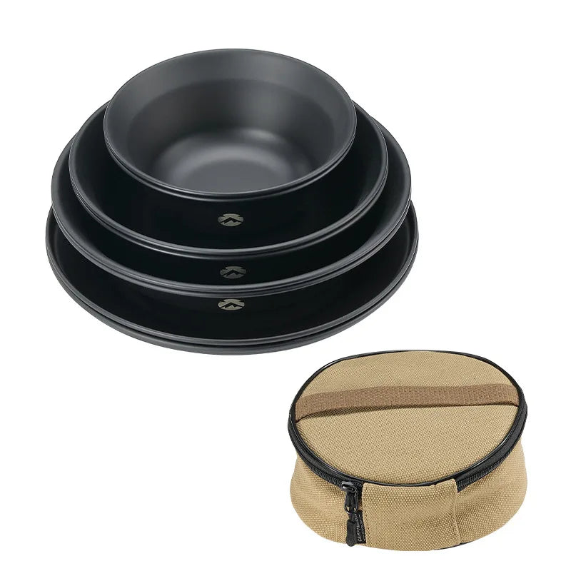 Surface en acier inoxydable noirci revêtue de titane, bol à soupe portable pour camping en plein air
