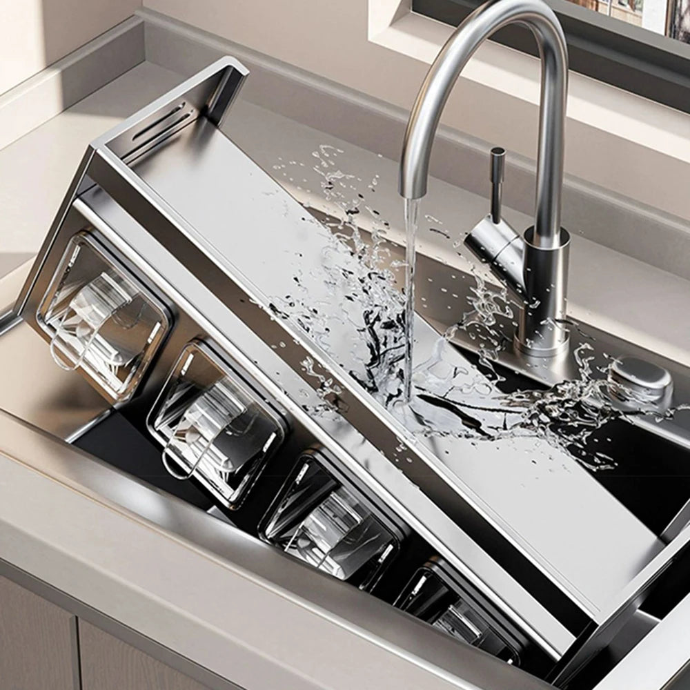 1 étagère d'assaisonnement de cuisine équipée, sans perçage, tenture murale, comptoirs, armoires, étagère de rangement d'assaisonnement multifonctionnelle